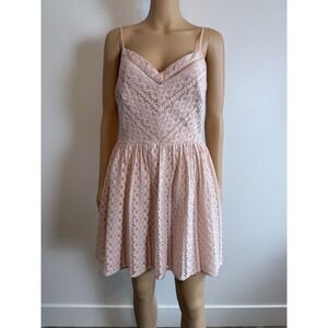 Vintage Y2K City Triangles Blush Pink Lace Ladder Trim Fit & Flare Mini Dress 9